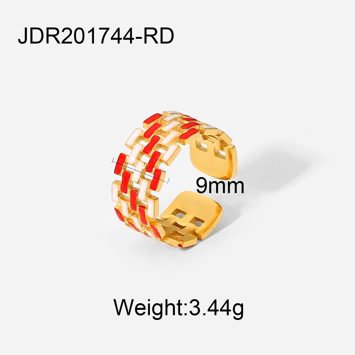 Anello in Acciaio Inossidabile Placcato Oro 18K da Donna, Design Geometrico alla Moda con Smalto Colorato a Goccia