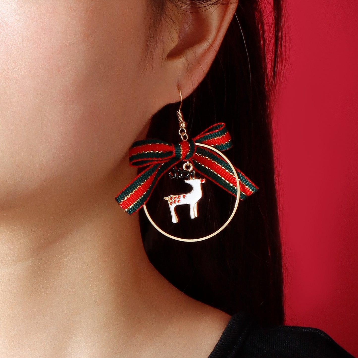 Vintage Bow and Geometric Star Earrings for Women with Zinc Alloy Base and Plated Finish for Christmas Winter Holiday