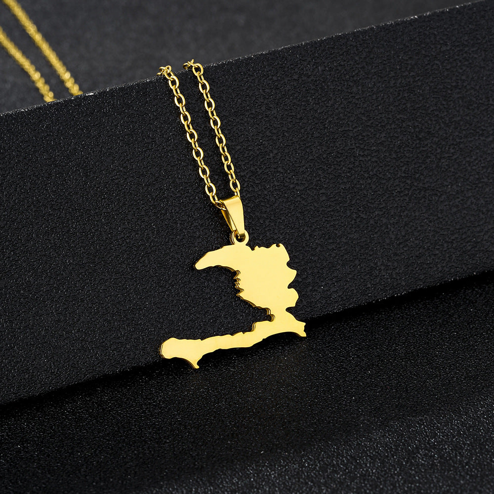 Fashion Geometric Titanium Steel Pendant Necklace with Enamel Finish for Unisex, O-Chain Style