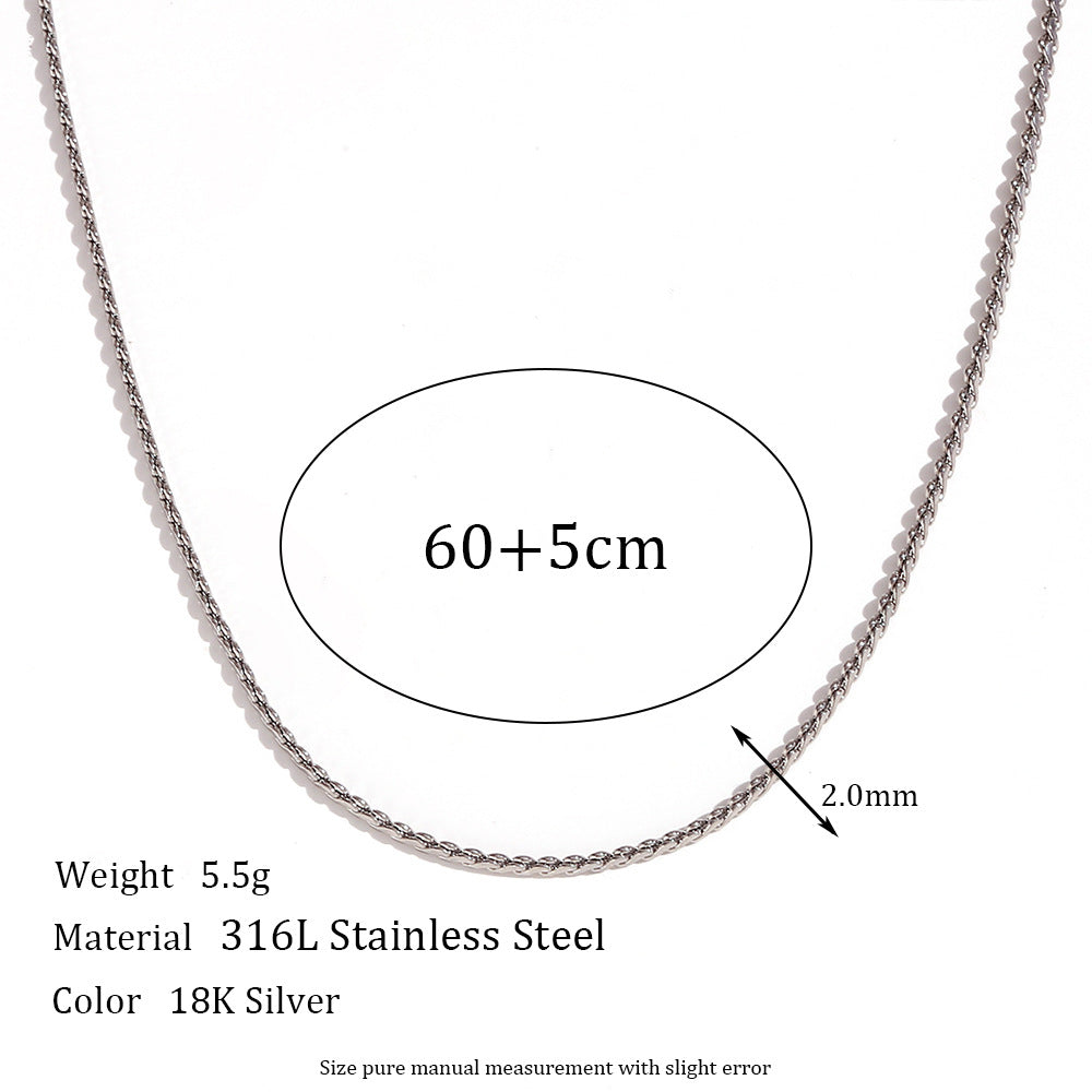 Minimalist Geometric Titanium Steel Plated Stainless Steel Necklace for Women with Snake Chain or Box Chain Style