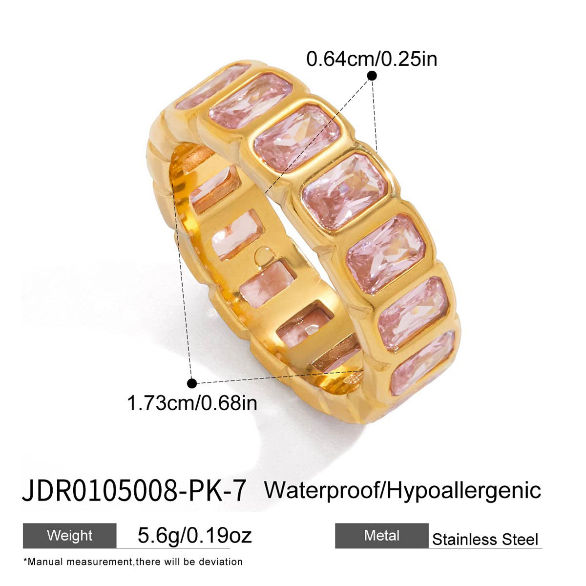 Elegant Geometric Heart Stainless Steel PVD Gold Plated Cubic Zirconia Ring for Women