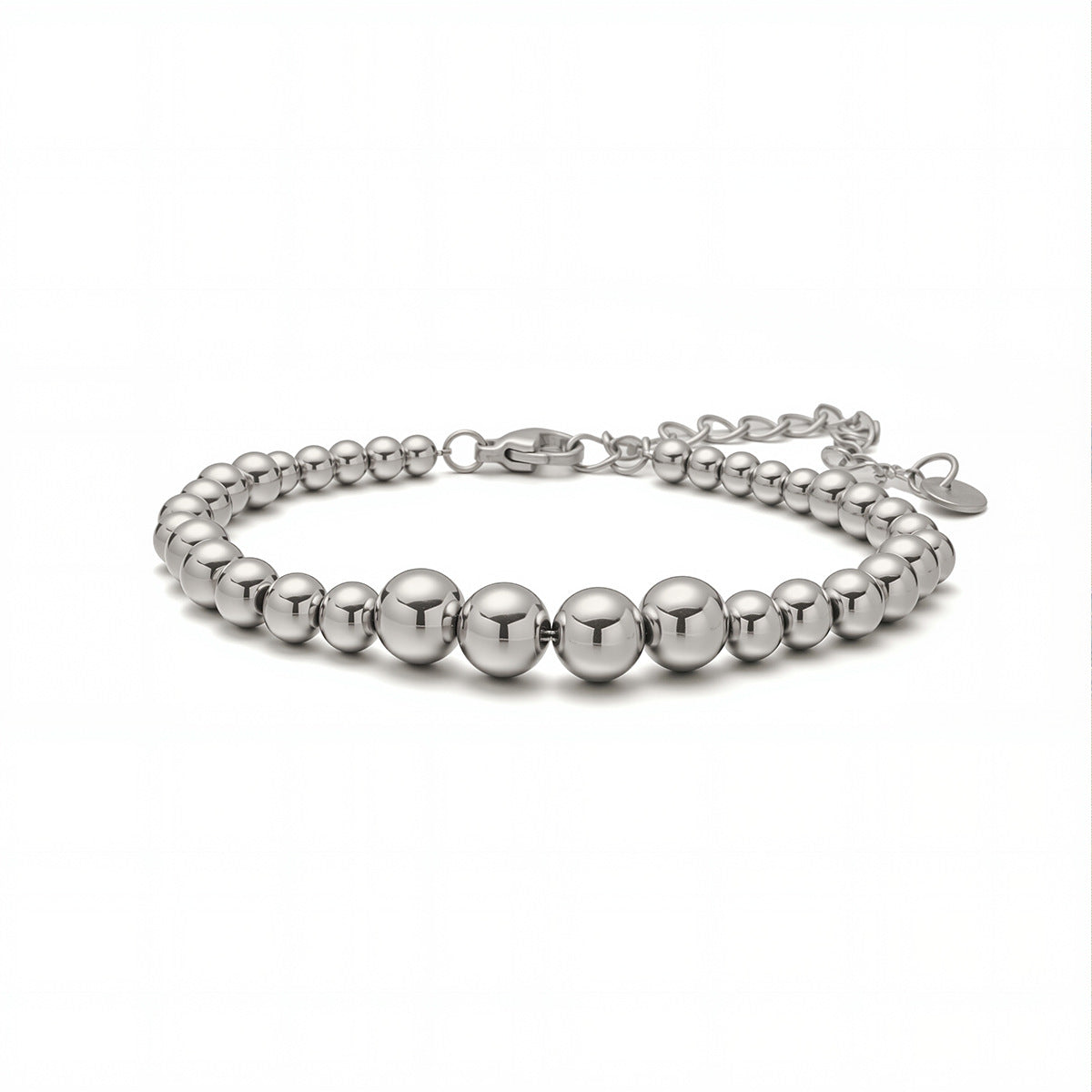 Bracciale da donna in acciaio inossidabile placcato oro 18 carati con perline, design minimalista e irregolare