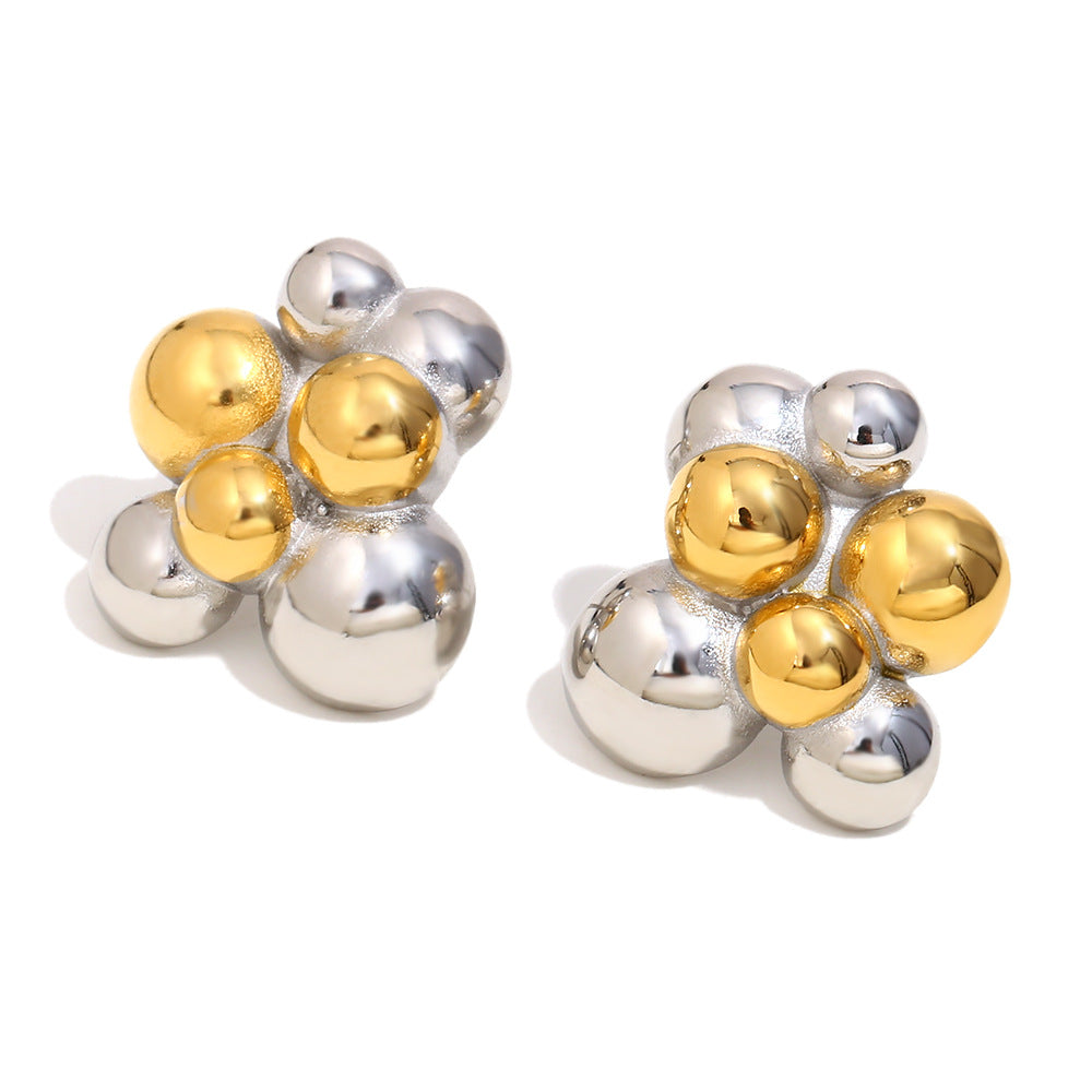 Orecchini da donna alla moda in acciaio inossidabile con design geometrico e placcatura in oro 18 carati