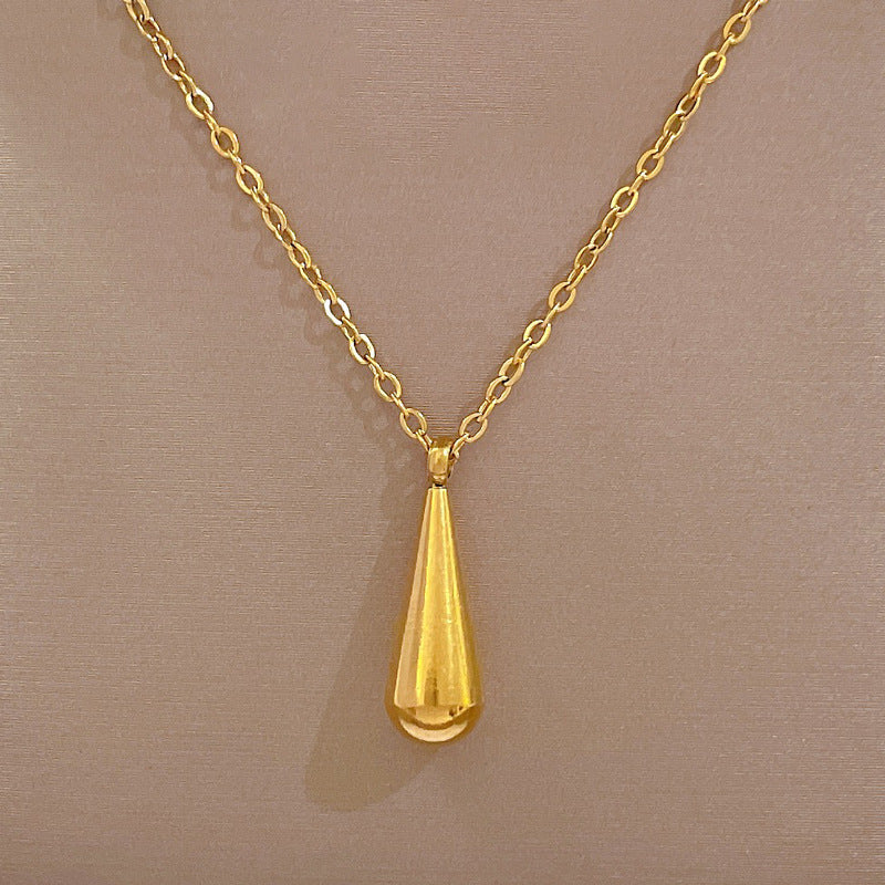 Collana minimalista con pendente a goccia geometrica in acciaio al titanio, unisex, con catena di estensione