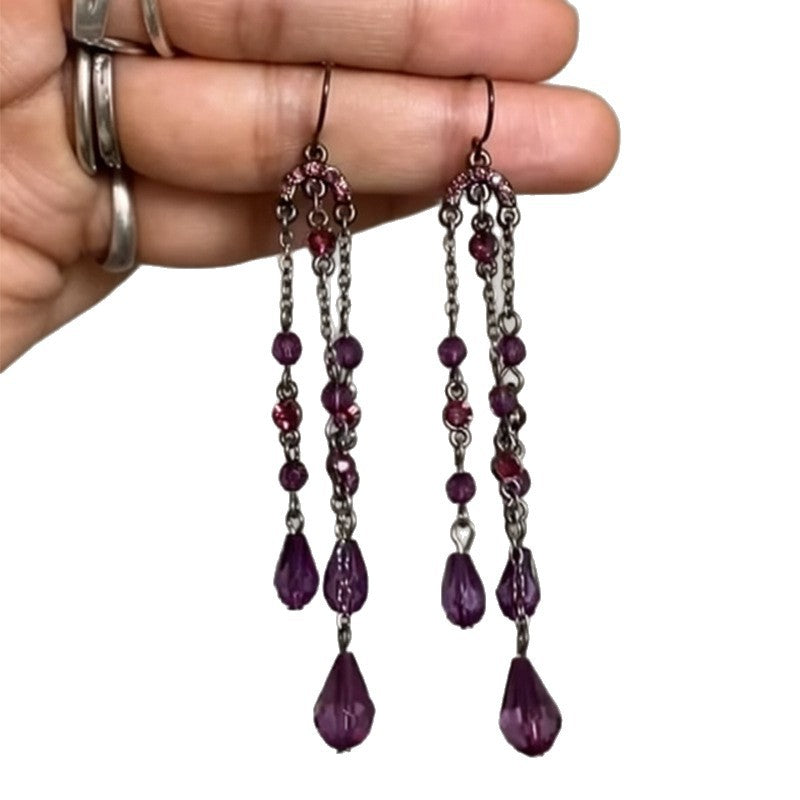 Eleganti Orecchini Pendenti Geometrici in Cristallo con Ganci in Acciaio Placcato per Donna, Gioielli di Moda Minimalisti Stile Lusso