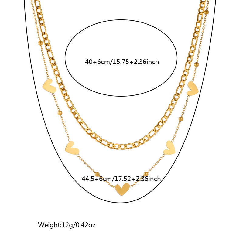Fashion Minimalist Office Stainless Steel Plated Heart Pendant Necklace with Box Chain