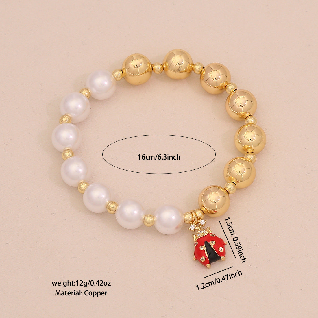 Fashion OL Style Insect-Shaped Imitation Pearl Beaded Bracelet for Women