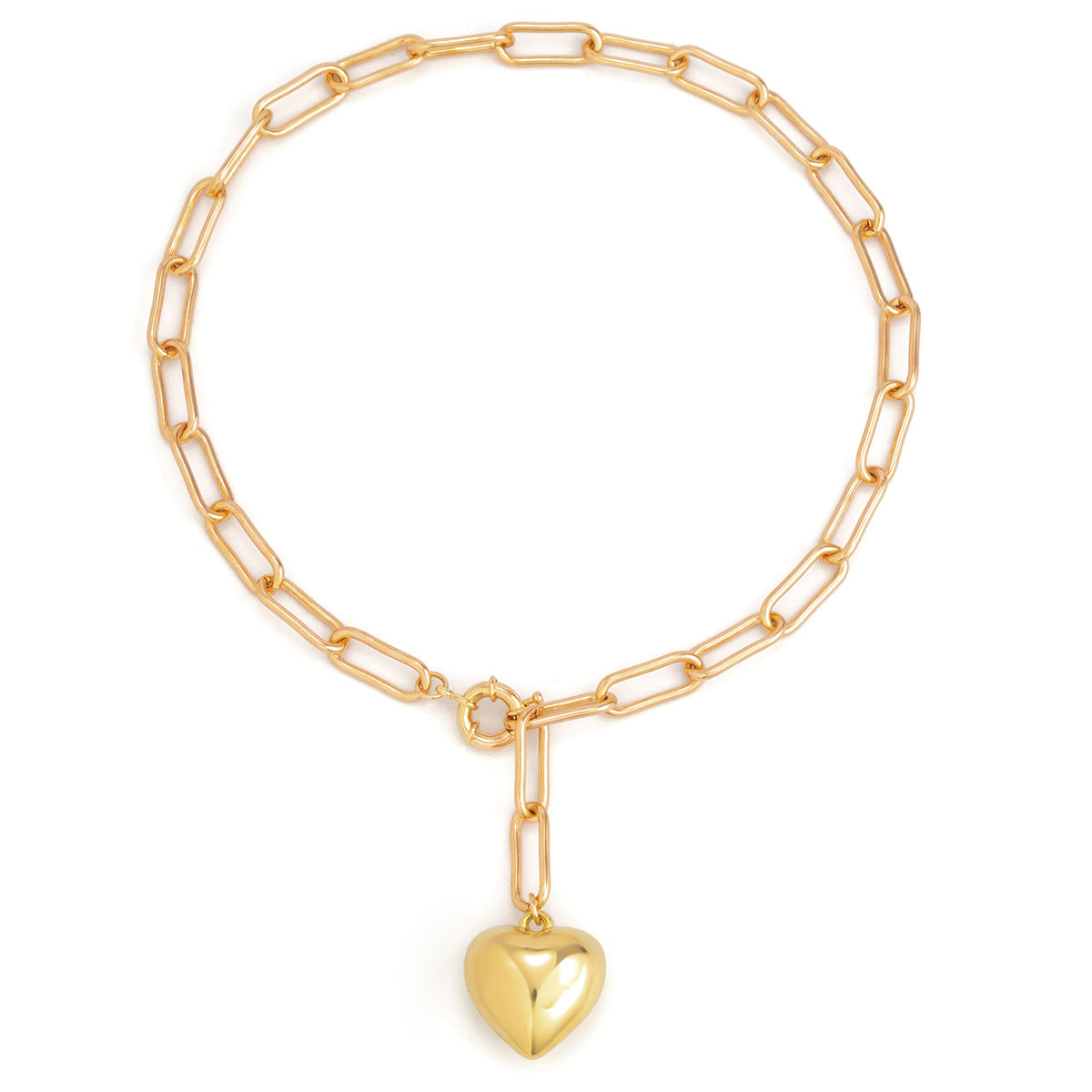 Collana a Y geometrica a forma di cuore dolce e grintosa con ciondolo in metallo placcato su catena a croce per donna
