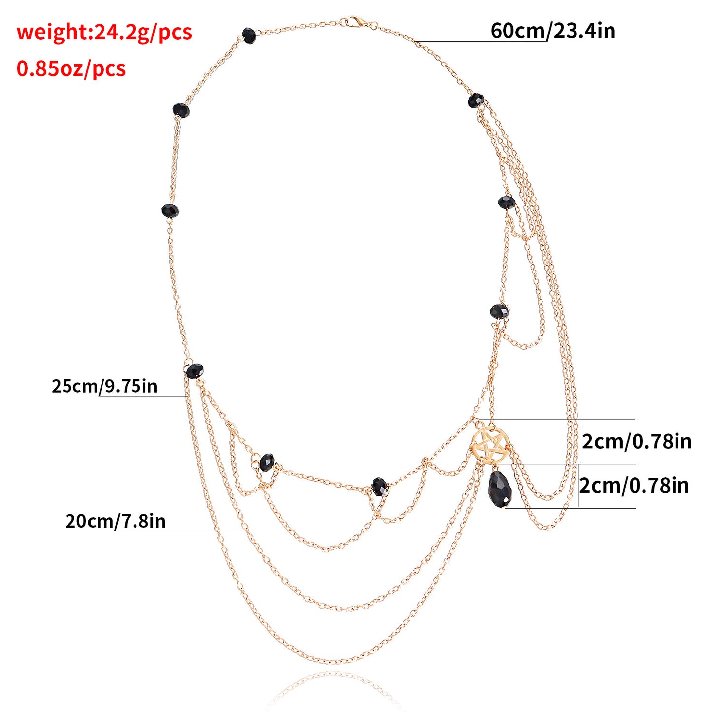 Multi-Layer Star Head Chain for Women Alloy Hair Accessory with Crystal Accents Geometric Tartan Pattern Headband Hair Band