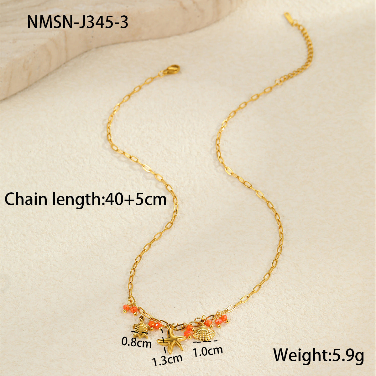 Elegante collar de acero de titanio con diseño floral y de conchas marinas inspirado en el océano, chapado en oro de 18K para mujer