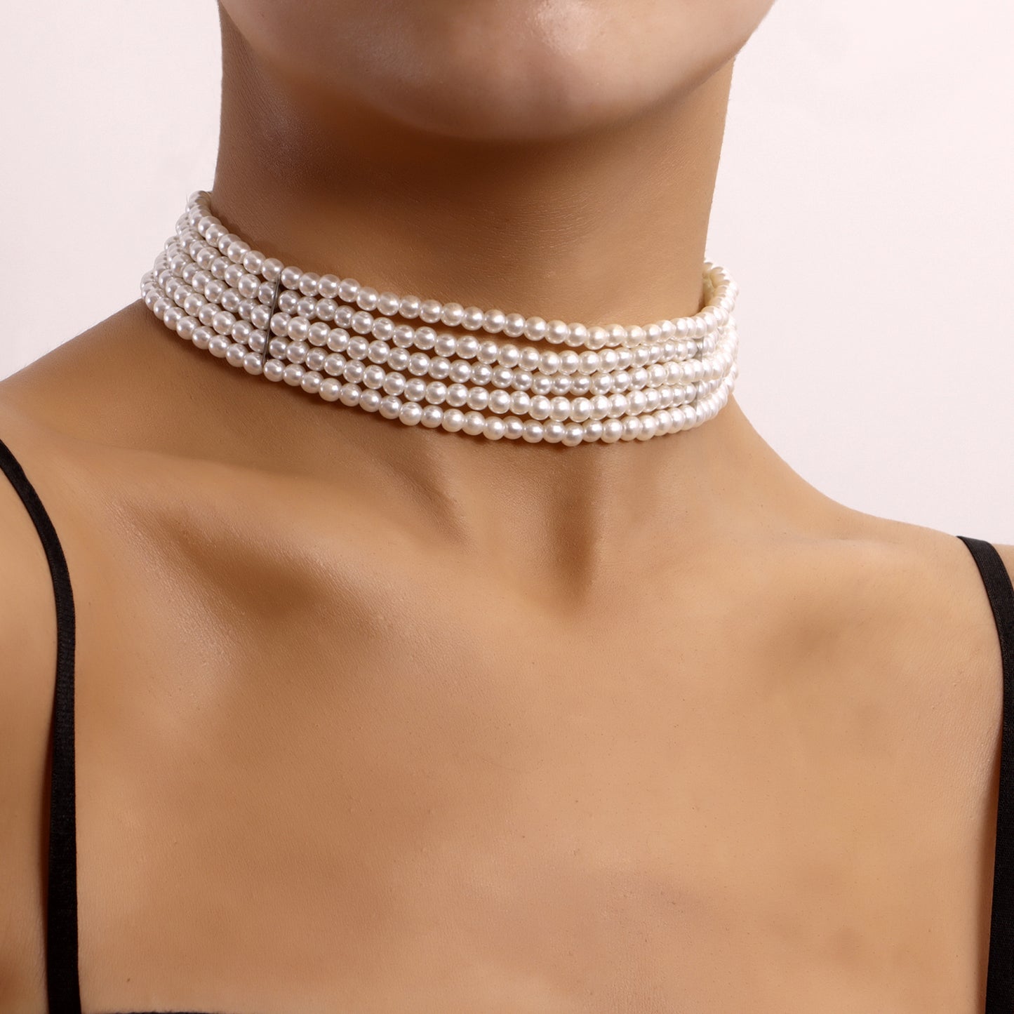 Minimalist Geometric White Pearl Necklace in Alloy with Plated Finish for Women
