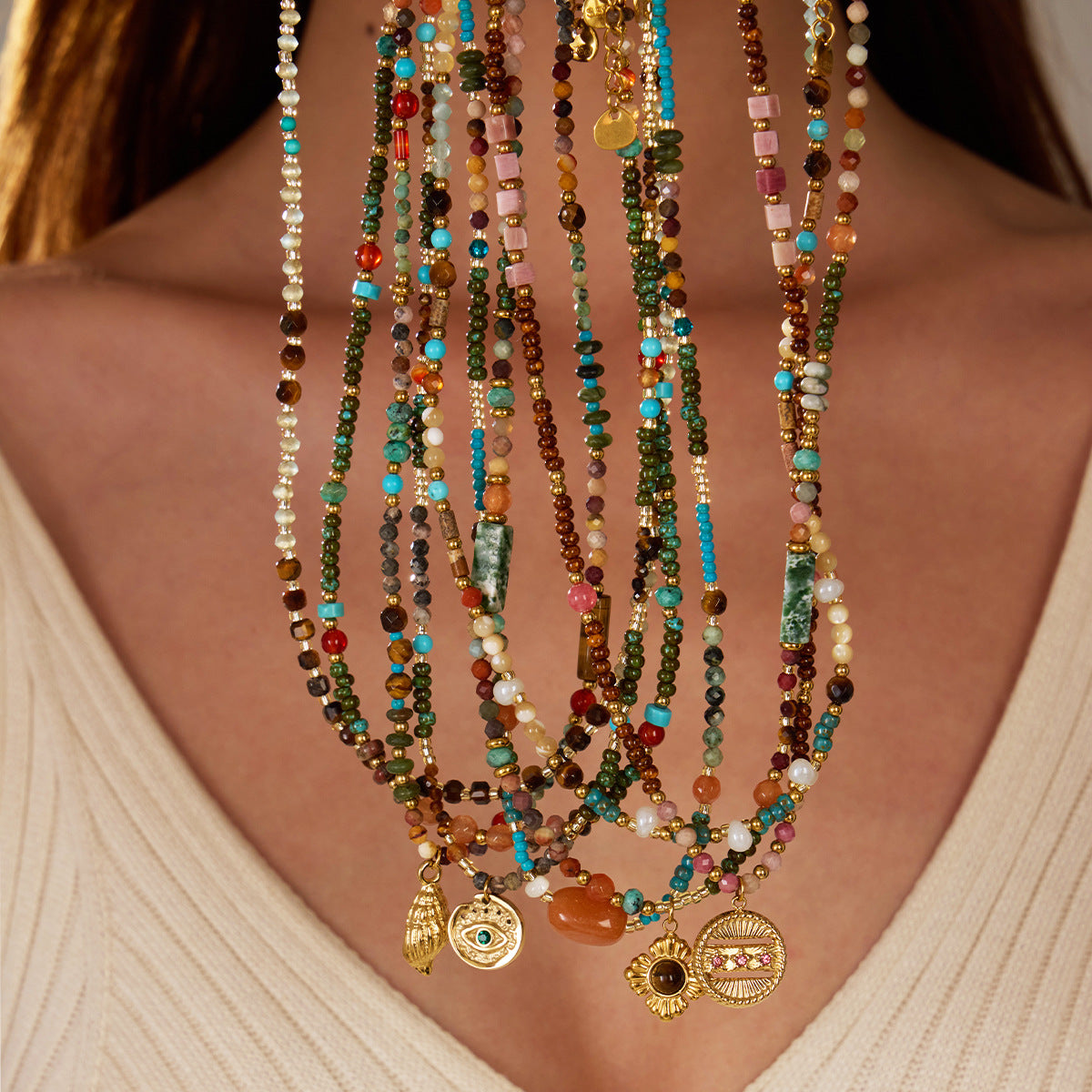 Collar colgante geométrico minimalista de acero inoxidable con chapado en oro para mujer
