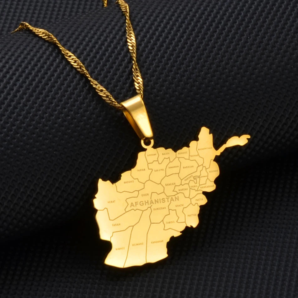 Minimalist Map City Pendant Necklace for Unisex in Stainless Steel with Titanium Steel Charm and Electroplated Finish