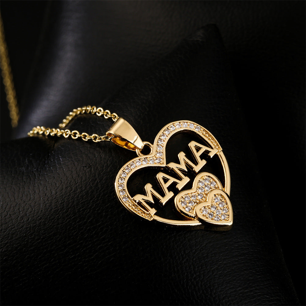 Minimalist Heart-Shaped Copper Pendant Necklace with 18K Gold Plating and Zircon Inlay for Women