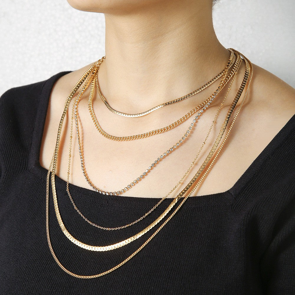Casual Geometric Alloy Ball Chain Necklace