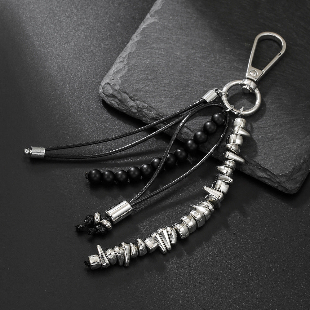 Streetwear Geometric Hematite Beaded Key Chain Zinc Alloy Men's Bag Charm