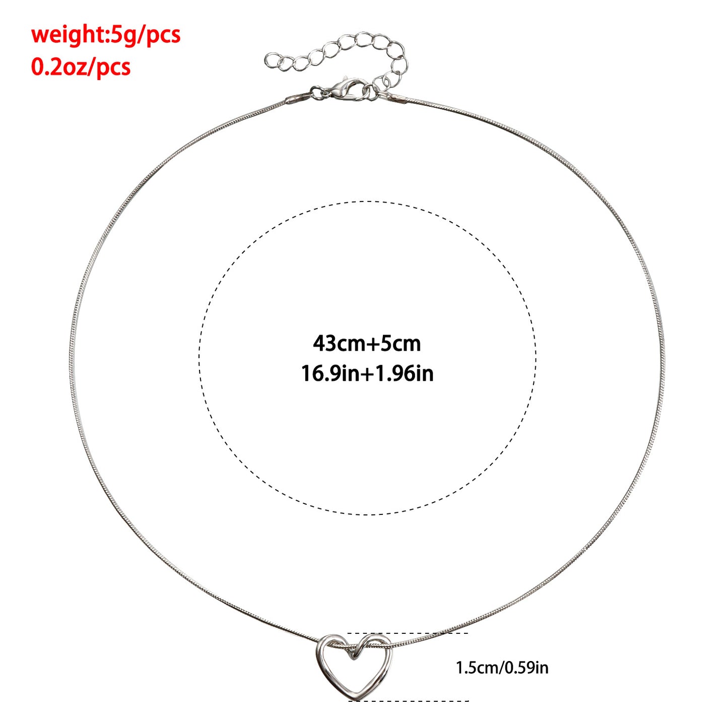Minimalist Hollow Heart Pendant Necklace in Alloy with Plated Finish on Snake Chain for Women