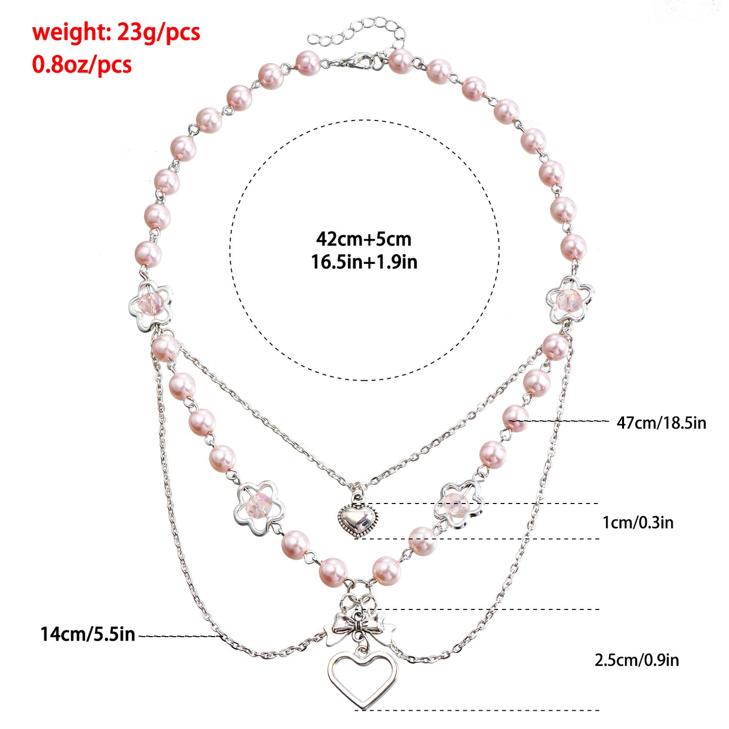 Y2K Style Heart-Shaped Acrylic and Imitation Pearl Necklace with Gold-Plated Alloy Pendant for Women