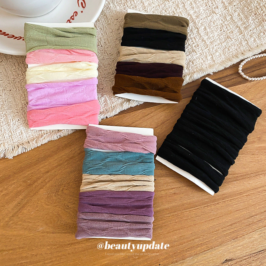 Set di elastici per capelli minimalisti e casual in tessuto con fiocco, ferma coda di cavallo elastico per donna