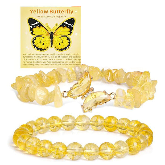 Minimalist Natural Stone Butterfly Beaded Bracelet for Women
