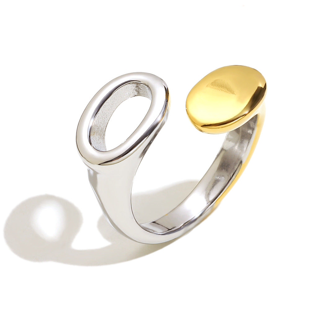 Anello Minimalista Geometrico da Donna in Acciaio Inossidabile Placcato Oro 18K