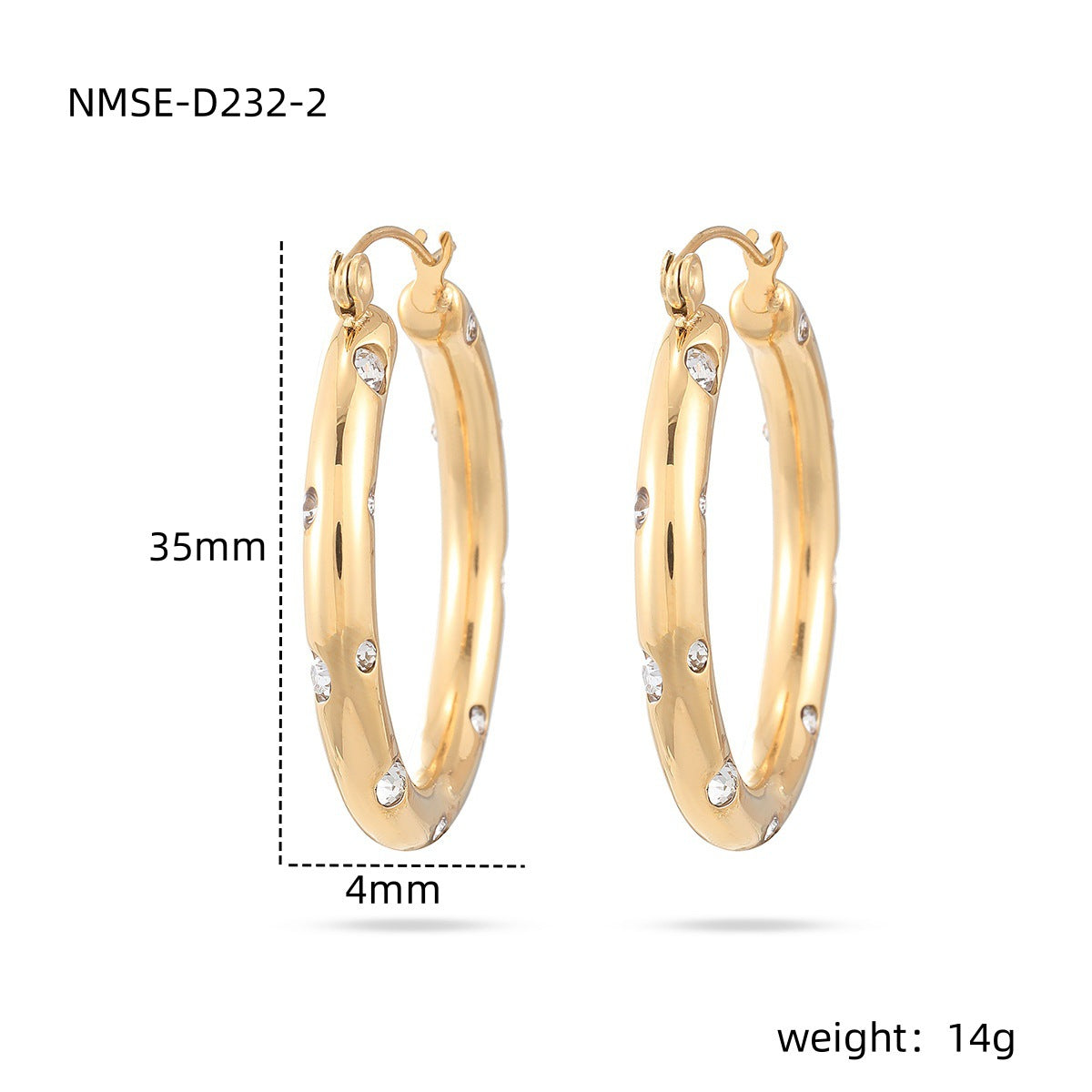 Pendientes geométricos de acero inoxidable de moda con baño de oro de 18 quilates y detalles de pedrería para mujer