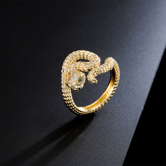 Anello Bohemien Vintage a Serpente Ritorto in Rame con Placcatura in Oro 18K Design Geometrico