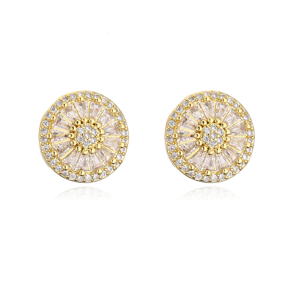 Geometric Women's Earrings in Copper with 18K Gold Plating and Micro-Paved Zirconia