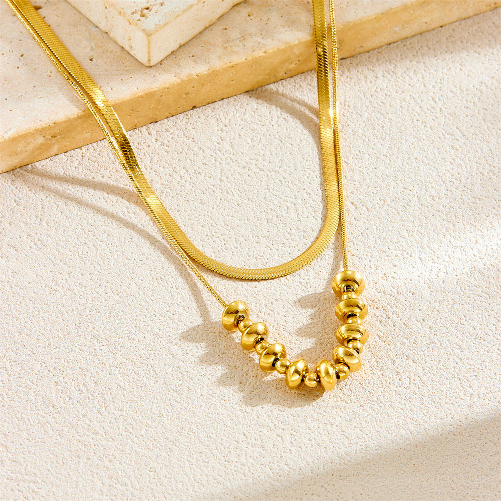 Minimalist Gold Plated Stainless Steel Layered Necklace with Heart Floral and Geometric Pendants