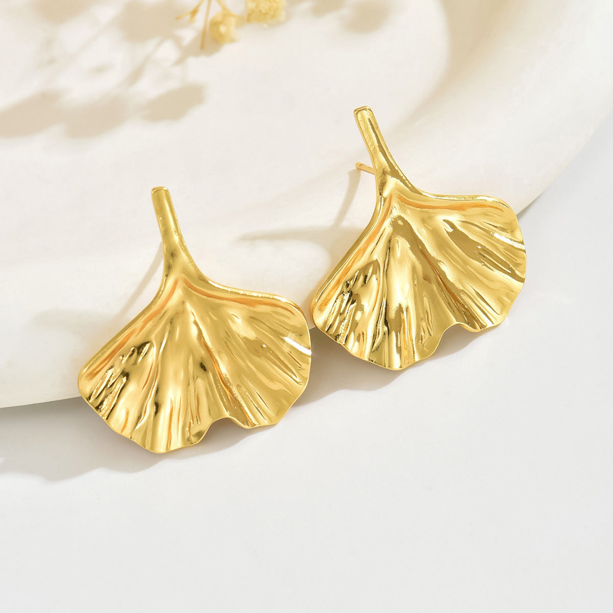 Elegant Stainless Steel Leaf Geometric Earrings for Women