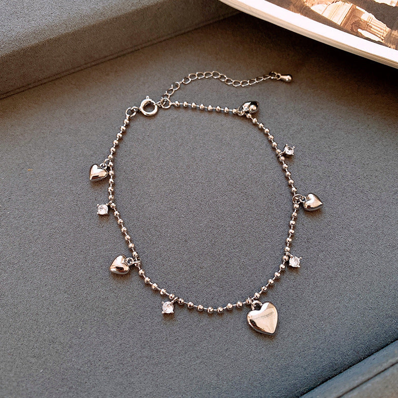 Elegant Heart-Shaped Gold-Plated Zirconia Bracelet for Women with Delicate Luxury Aesthetic