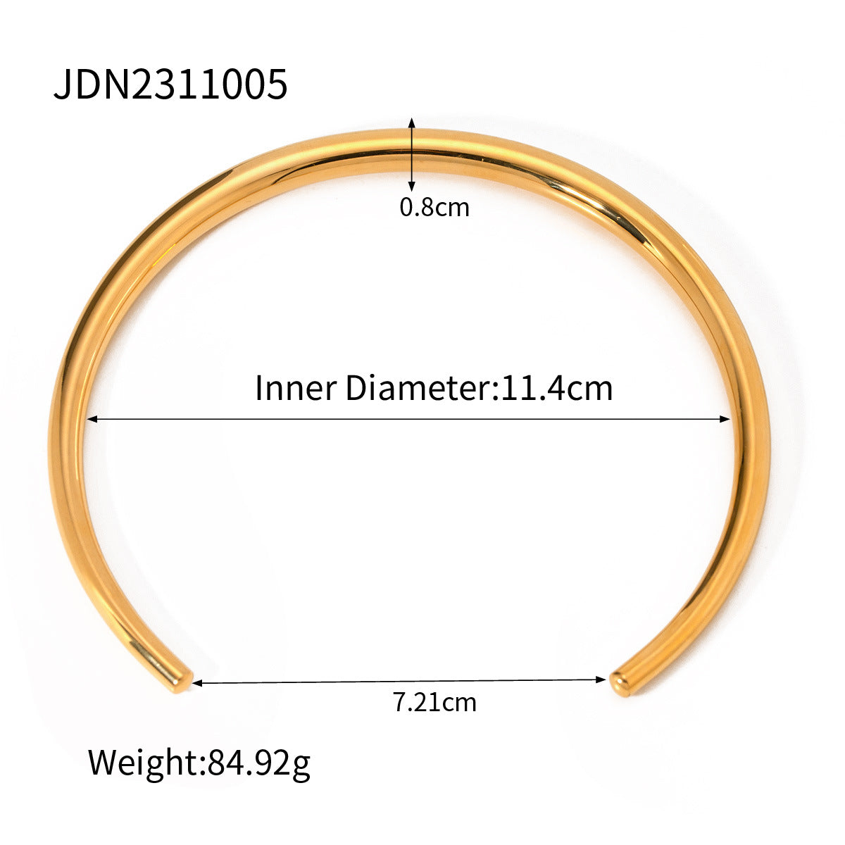 Minimalist Oval Bead Bracelet in Stainless Steel with Gold Plating for Women