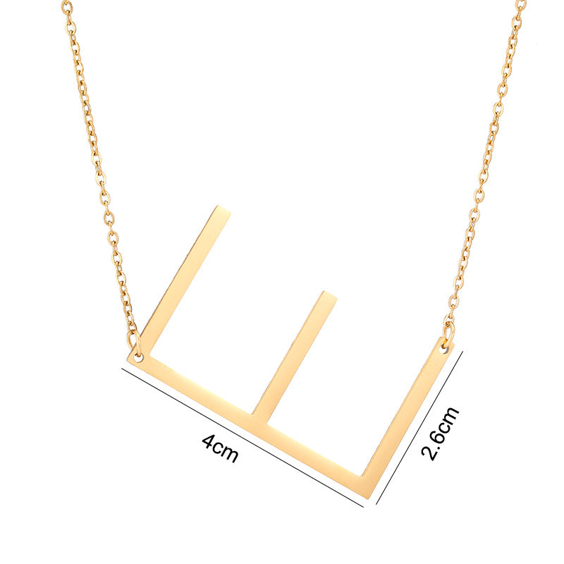 Collar Minimalista con Dije de Letra Chapado en Acero de Titanio para Mujer con Cadena de Eslabones Ajustable