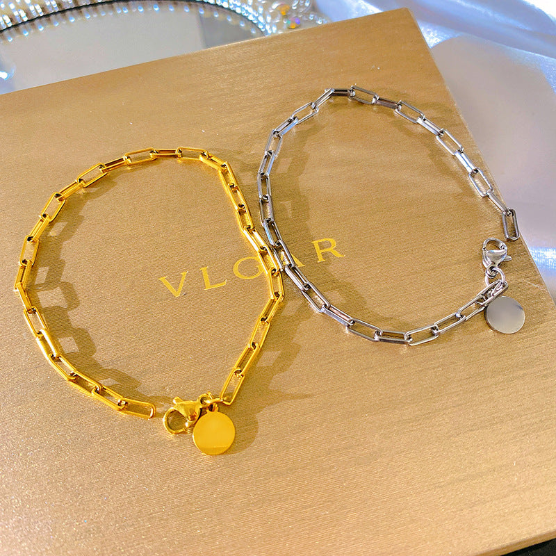 Minimalist Sweet Round Geometric Plated Titanium Steel Bracelet