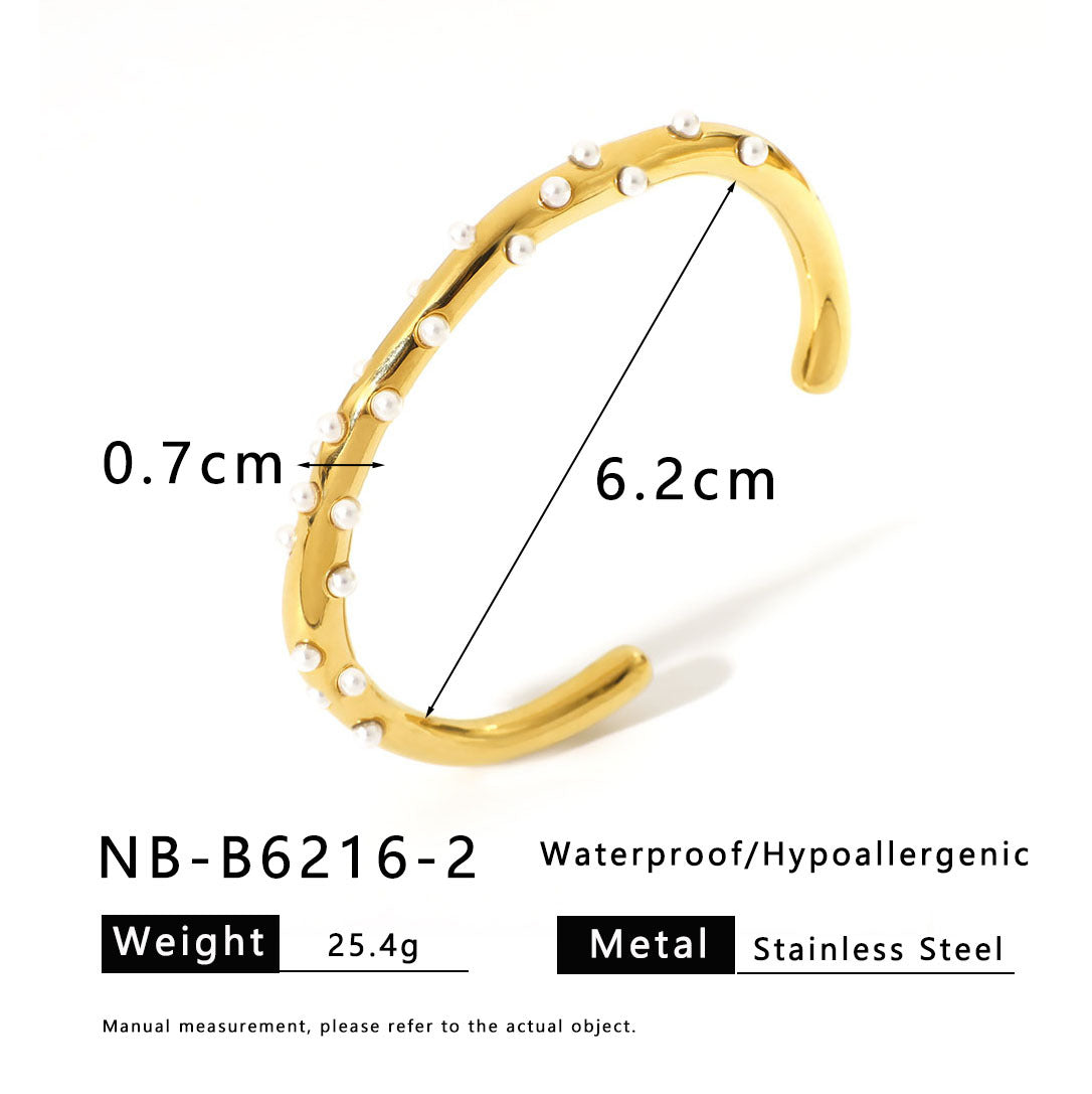 Bracciale da donna in acciaio inossidabile geometrico minimalista con placcatura sottovuoto in oro 18 carati