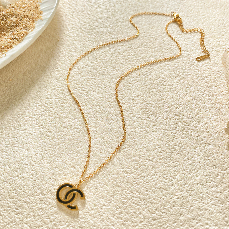 Minimalist Luxury Gold Plated Titanium Steel Letter Number Necklace Unisex