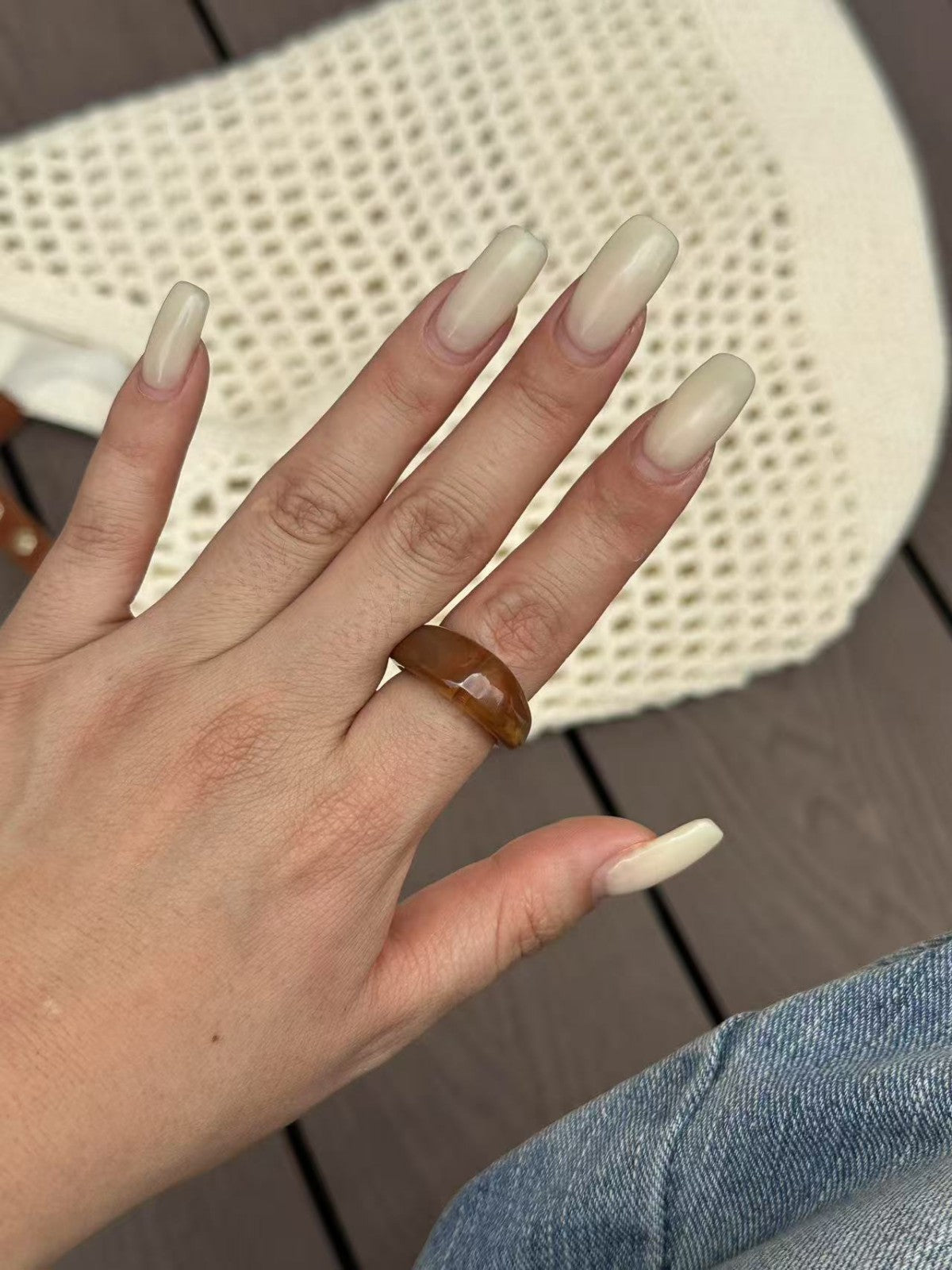 Vintage Casual Geometric Drip Oil Acrylic Ring