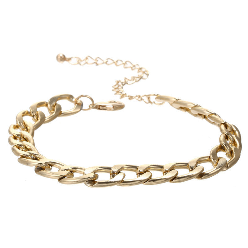 Minimalist Geometric Alloy Bracelet Set with Plated Finish for Women Featuring Skull and Bold Hip-Hop Design