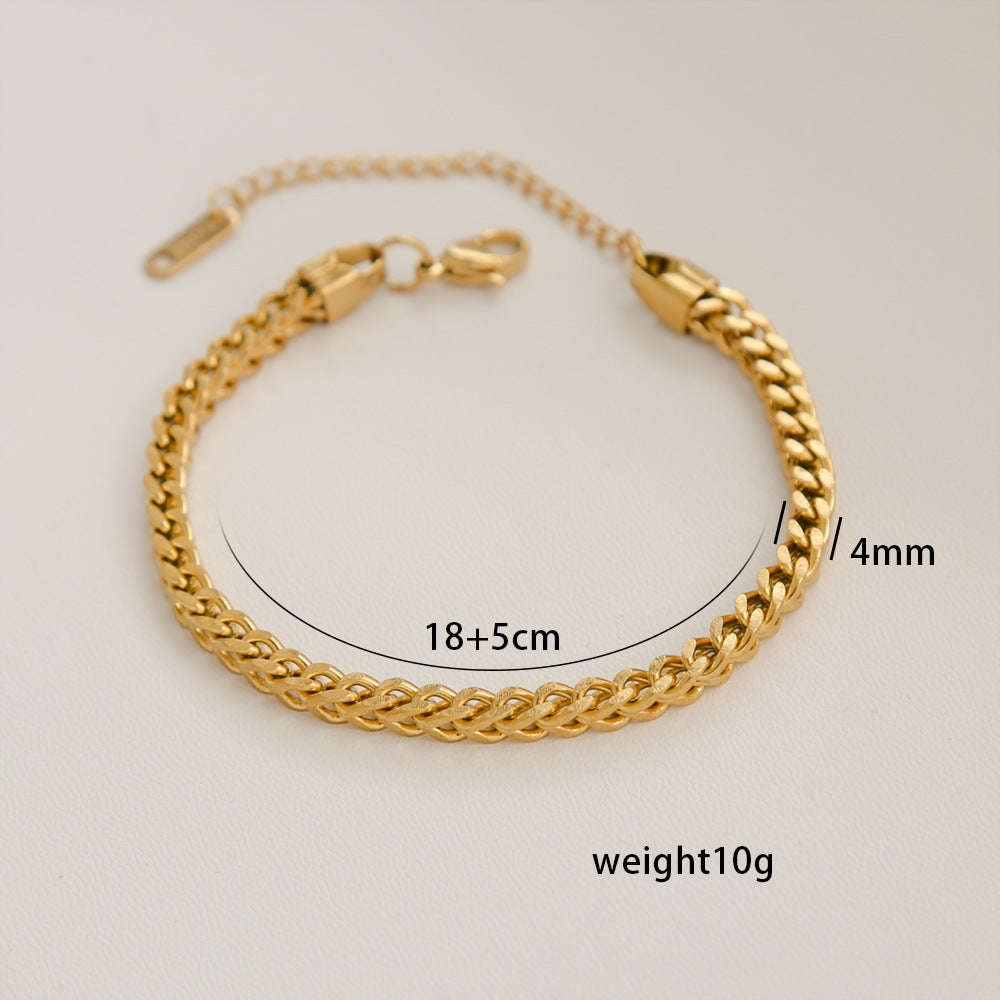 Bracciale da donna minimalista a rombi in acciaio al titanio con placcatura in oro 18 carati, accessorio di moda versatile