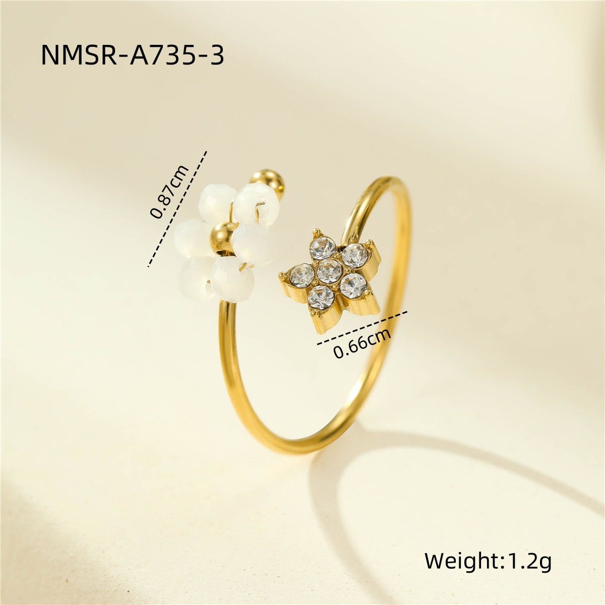 Anillo de Acero Inoxidable con Elegante Diseño Floral e Incrustaciones de Circonita, Estilo Minimalista de Lujo para Mujer