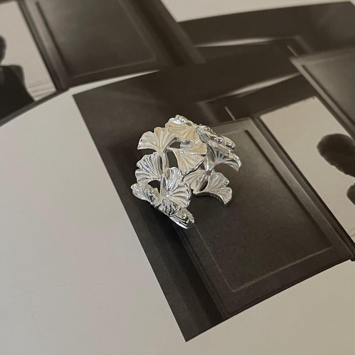 Minimalist Vintage 925 Sterling Silver Leaf Ring for Women