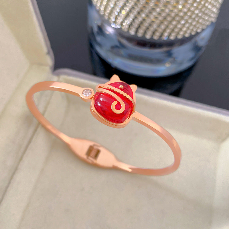 Minimalist Luxury Geometric Titanium Steel Plated Bracelet for Women