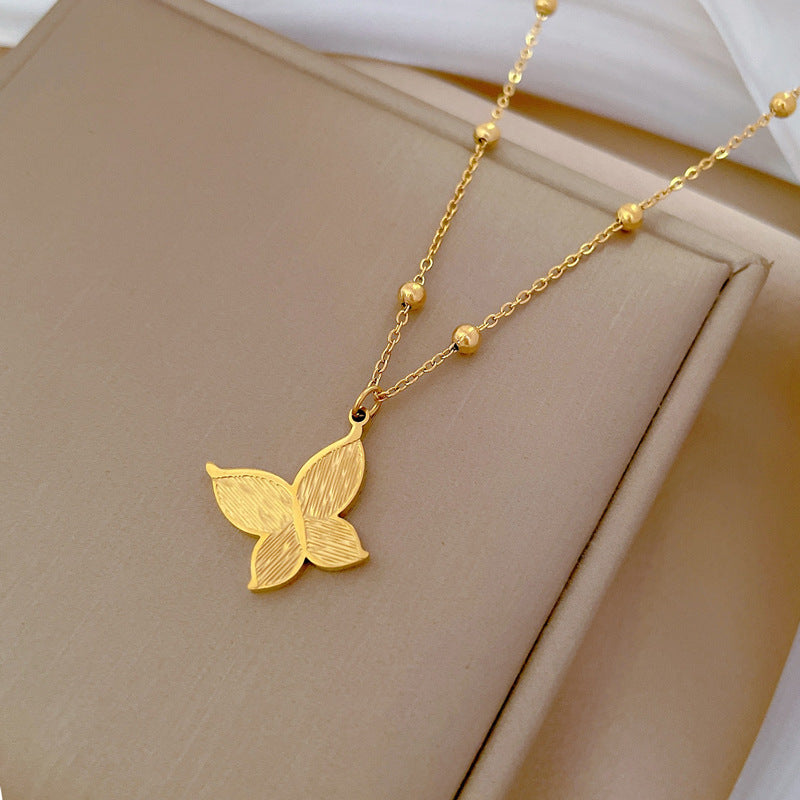 Minimalist Titanium Steel Butterfly Geometric Collar Necklace