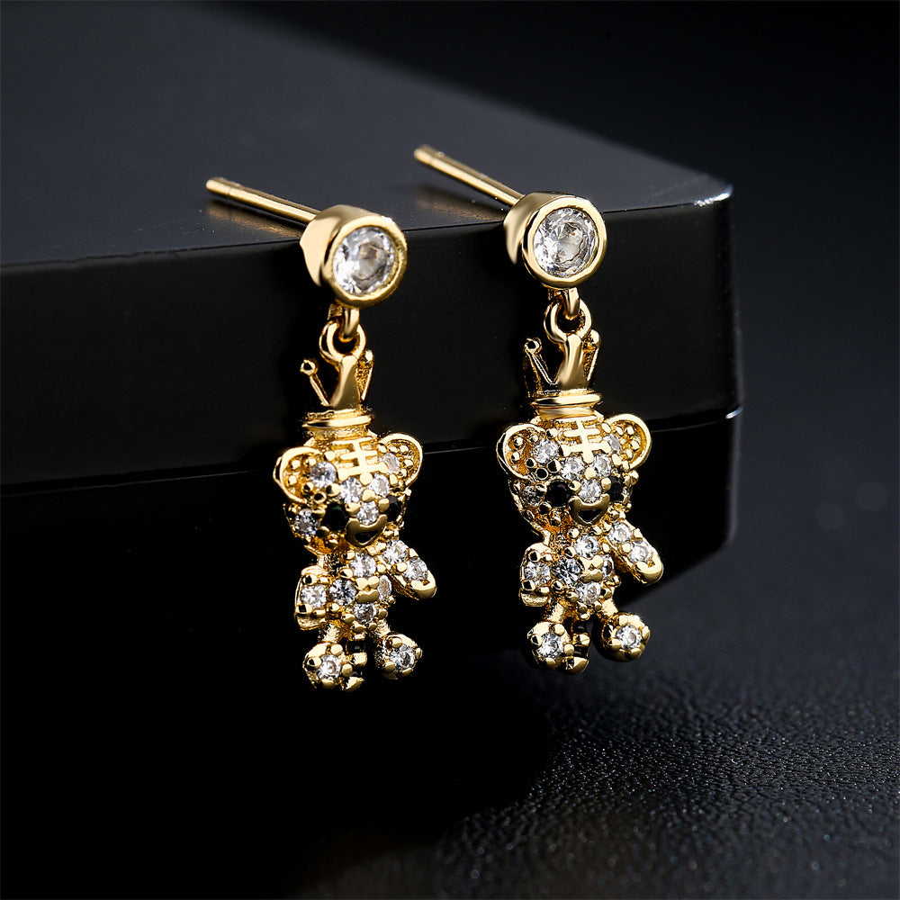 Animal-Themed Tiger Stud Earrings in Copper with 18K Gold Plating, Geometric Design, Minimalist and Edgy Style
