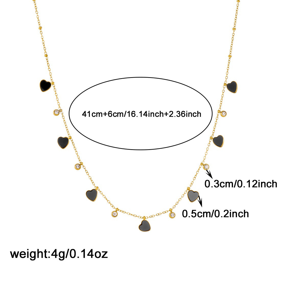 Minimalist Gold Plated Heart Rhinestone Inlay Stainless Steel Necklace for Women
