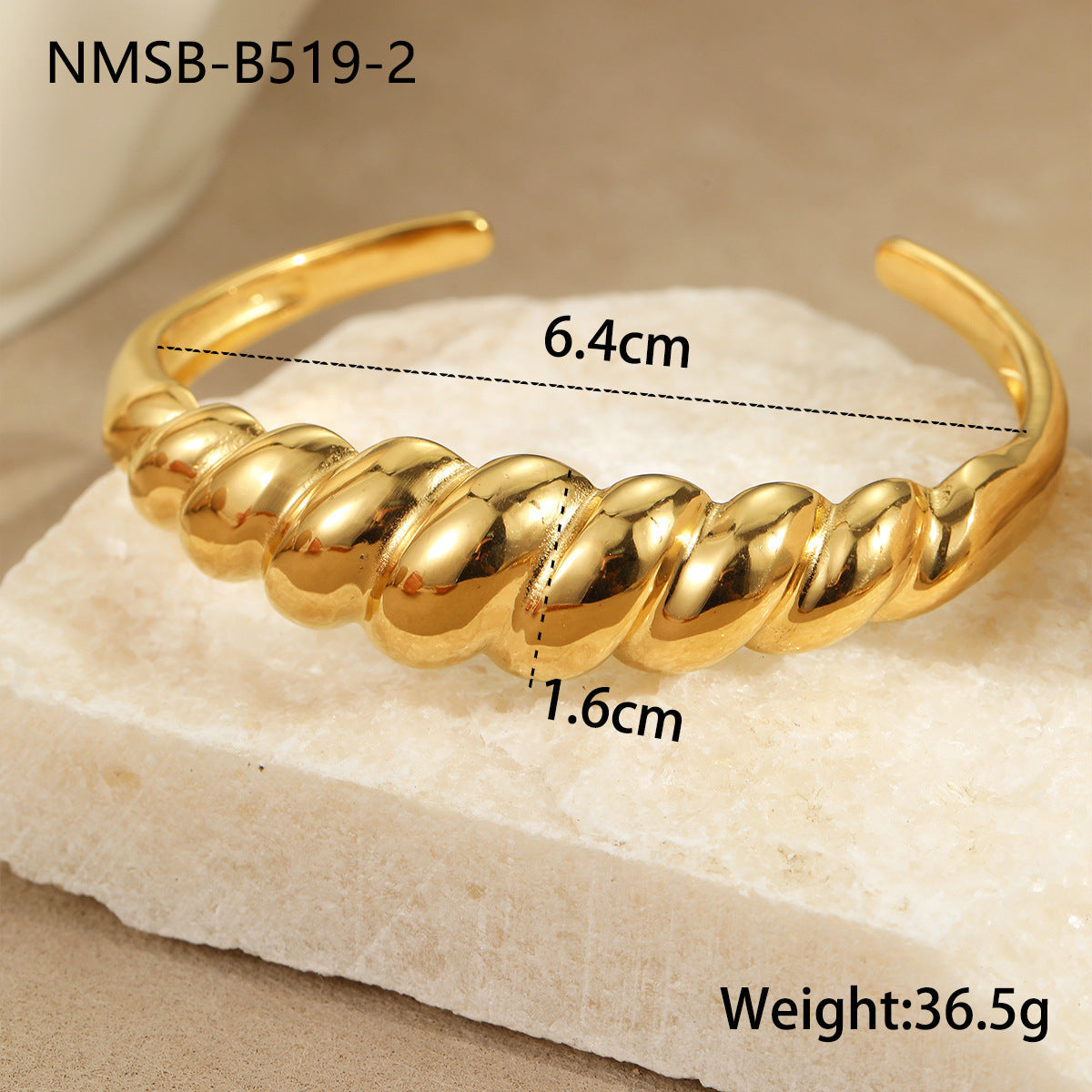 Minimalist French Retro Spiral Geometric Titanium Steel Bracelet with 18K Gold Plating for Women