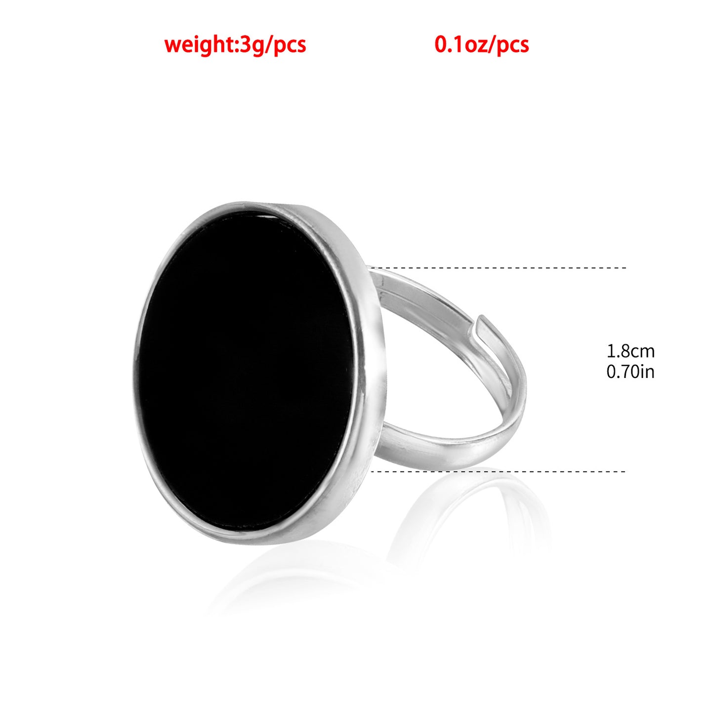 Anillo Ajustable de Metal Negro con Estilo Geométrico y Acabado Imitación Nácar para Mujer