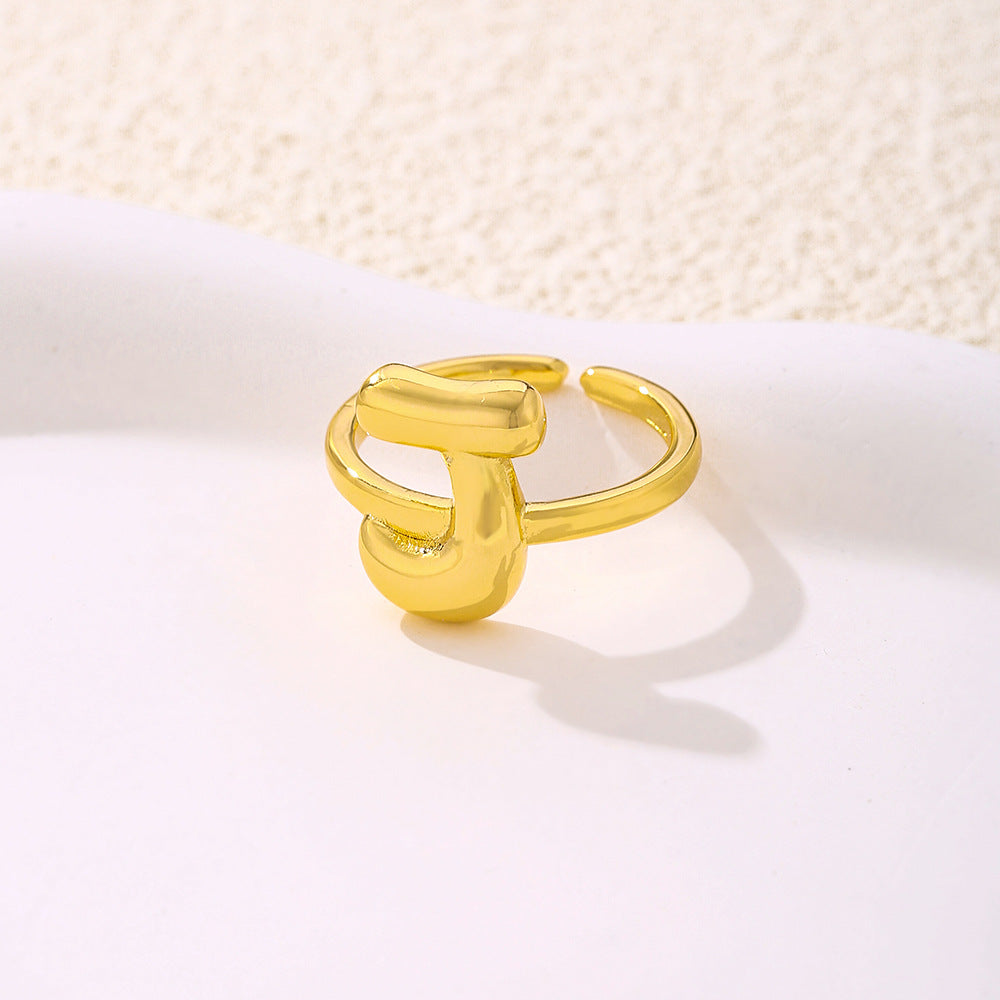 Anello da donna minimalista a forma di lettera in rame placcato oro Anello regolabile aperto Gioielli di lusso fatti a mano