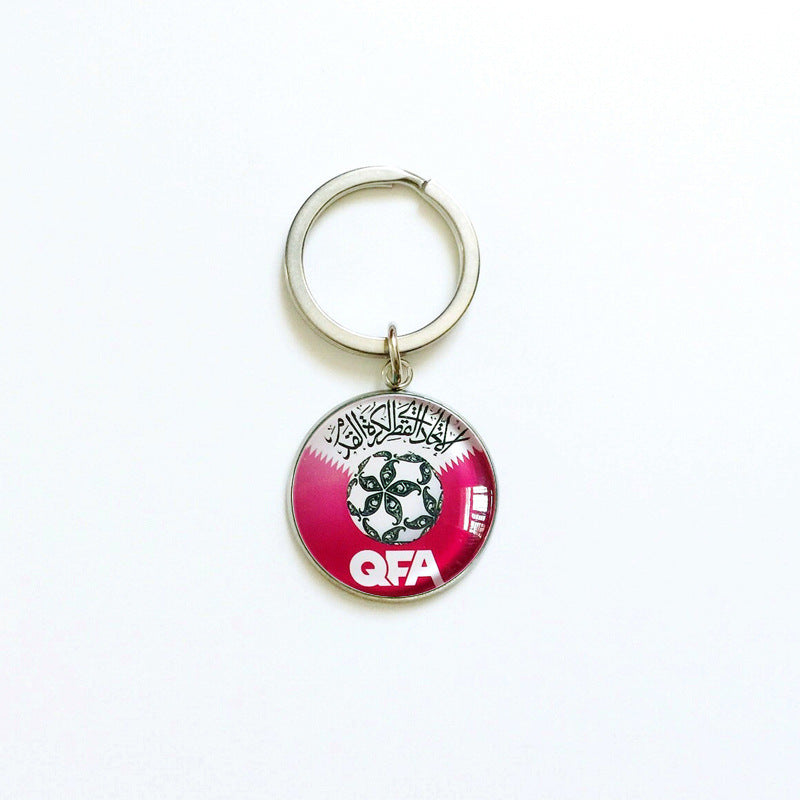 Sporty Round Stainless Steel Keychain National Football Team Souvenir Gift