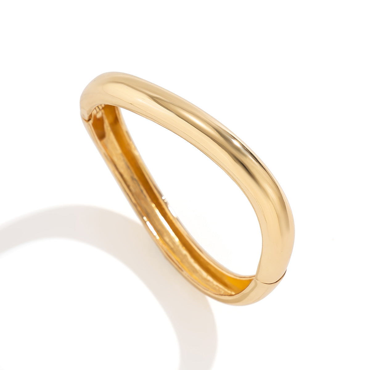 Minimalist Geometric Irregular V-Notch Wide Cuff Bracelet Alloy Plated Bangle